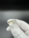 Size 7 10k Yellow Gold Iced Out Heart Ring with Natural Diamonds 1.7g