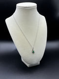 18” Silver Chain & Pear Shape Natural Emerald Pendant with 1/8ctw Natural Diamonds 2.1g