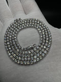 24” 22ctw Moissanite & Silver Tennis Chain 3mm 27.2g