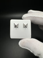 10mm 10k White Gold 1/10ctw Natural Diamond Butterfly Earrings 1.4g