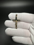 1.5” 14k Yellow Gold Square Cross & Crucifix 4mm Bail 3.13g