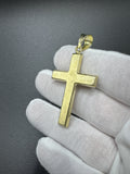 2.5” 14k Yellow Gold Square Cross with Brushed Finish 7.5mm Bail 3.6g