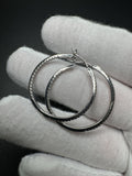 30mm Silver .5ctw Natural Diamond Inside Out Hoops 5.0g