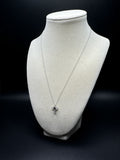 18” Silver Chain & 15mm Natural Sapphire and White Topaz Cross 1.4g