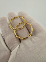 30mm 18k Yellow Gold Twisted Hoops 2.52g