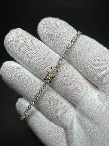 7.5” 14k Yellow Gold 3ctw Lab Diamond Tennis Bracelet 7.3g