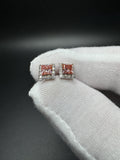 7mm 14k White gold 1.25ctw EGL Certified Lab Diamond Cluster Studs (1ctw Fancy Intense Pink VS1 Square Modified Brilliant & .25ctw E VVS2 Round Brilliant) 2.67g