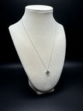 18” Silver Chain & 15mm Natural Sapphire and White Topaz Cross 1.4g