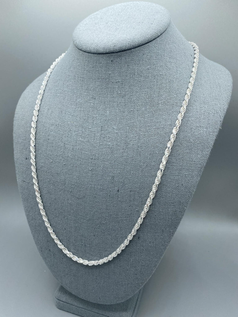 3.5mm Solid .925 Sterling Silver Diamond Cut Rope Chains & B | Ott ...