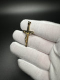 1.5” 14k Yellow Gold Square Cross & Crucifix 4mm Bail 3.13g