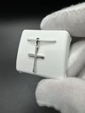 1” 10k White Gold Cross 1/8ctw Natural Diamonds 2.2mm Bail .7g