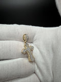 1.25" 10k Yellow Gold Baguette & Pave Cross 3/4ctw Natural Diamond Pendant 7mm Bail 3.0g