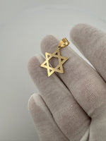 1” 14k Yellow Gold Star of David Pendant 6mm Bail 1.9g