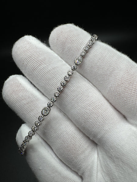 7.5” Moissanite Silver Fancy Link Tennis Bracelet 3.5mm 8.8g