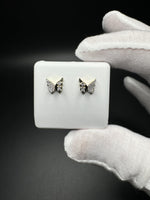 10mm 10k Yellow Gold 1/10ctw Natural Diamond Butterfly Earrings 1.4g