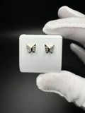 10mm 10k Yellow Gold 1/10ctw Natural Diamond Butterfly Earrings 1.4g