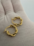 15mm 14k Yellow Gold Twisted Hoops 1.8g