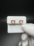 10mm 14k Yellow Gold Natural Ruby Heart Outline Studs .9g