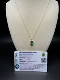 18” 14k Yellow Gold Chain & 1ct Lab Emerald Pendant with .2ctw E VVS2 Lab Diamond Halo EGL Certified 1.6g