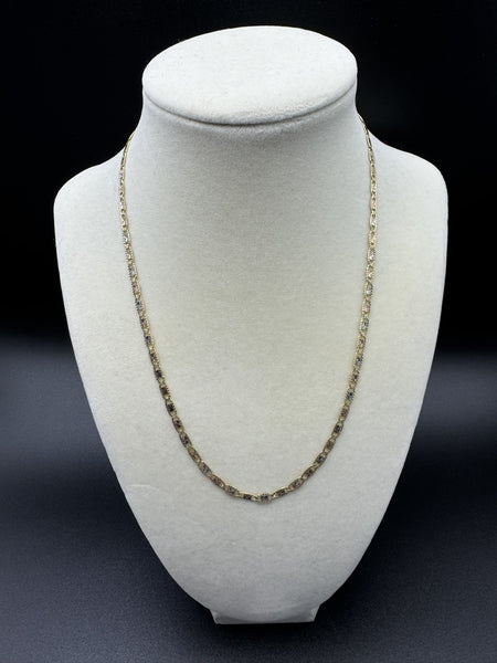 18” 14k Tri-color Diamond Cut Valentino Link 3mm 7.1g