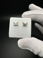 10mm 10k Yellow Gold 1/10ctw Natural Diamond Butterfly Earrings 1.4g
