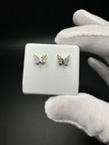 10mm 10k Yellow Gold 1/10ctw Natural Diamond Butterfly Earrings 1.4g