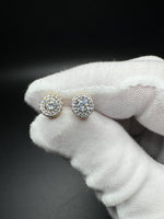 7.5mm 14k Yellow Gold 1ctw EF VS Lab Diamond Cluster Studs 2.0g