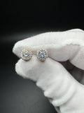 7.5mm 14k Yellow Gold 1ctw EF VS Lab Diamond Cluster Studs 2.0g