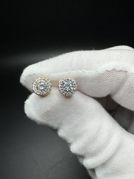 7.5mm 14k Yellow Gold 1ctw EF VS Lab Diamond Cluster Studs 2.0g