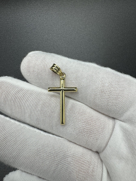 1.25” 14k Yellow Gold Thin Round Cross 4.7mm Bail 1g