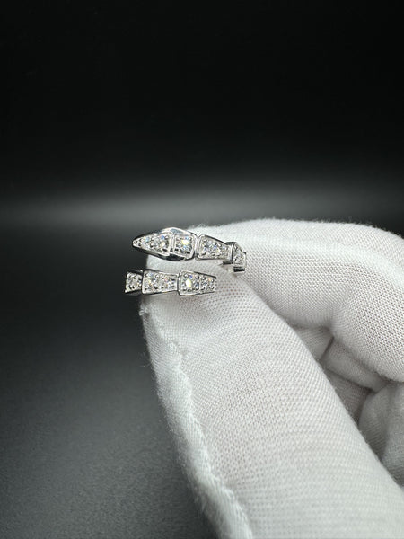 Size 7 Silver 1.5ctw Lab Diamond Snake Bypass Eternity Ring 3.7g