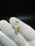 1” 14k Yellow Gold Square Diamond Cut Cross 2.3mm Bail 1.82g