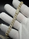 8mm Moissanite Cuban Chain, 13.8ctw D VVS1, GRA Certified, Gold Over 925 Silver, 22" (65.4g)