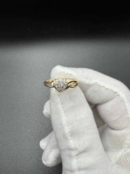 Size 7 10k White Gold est 1/3ctw Natural Diamond Flower Cluster Ring 3.1g