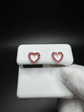 10mm 14k Yellow Gold Natural Ruby Heart Outline Studs .9g
