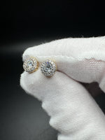 7.5mm 14k Yellow Gold 1ctw EF VS Lab Diamond Cluster Studs 2.0g