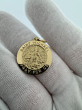 1” 14k Yellow Gold Circular St Michael Pendant 3mm Bail 4.3g