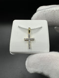 3/4” 10k Yellow Gold Cross 1/4ctw Natural Diamonds 2.5mm Bail .5g