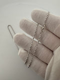 18" 14k White Gold Diamond Cut Moon Bead Chain 2mm 5.51g