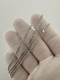 18" 14k White Gold Diamond Cut Moon Bead Chain 2mm 5.51g