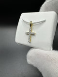 3/4” 10k Yellow Gold Cross 1/4ctw Natural Diamonds 2.5mm Bail .5g