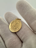 1” 14k Yellow Gold Circular St Michael Pendant 3mm Bail 4.3g
