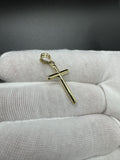 1.25” 14k Yellow Gold Thin Round Cross 4.7mm Bail 1g