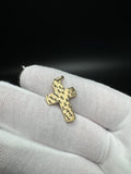 1” 14k Yellow Gold Square Diamond Cut Cross 2.3mm Bail 1.82g