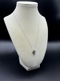 18” 10k White Gold Chain & 1/2” Natural Diamond and Blue Sapphire Cross 1.5g