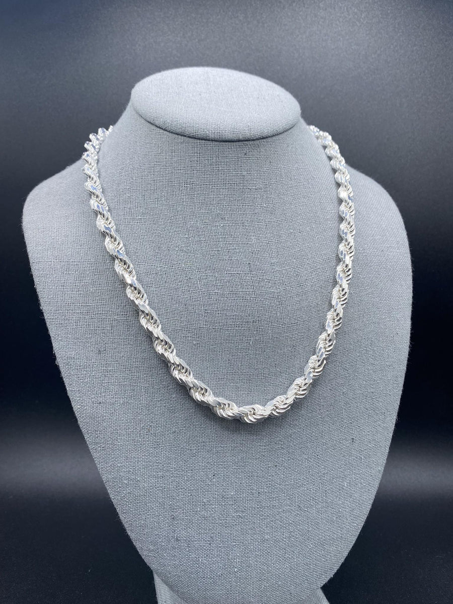 7mm Solid .925 Sterling Silver Diamond Cut Rope Chains – Ita | Ott ...