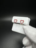 10mm 14k Yellow Gold Natural Ruby Heart Outline Studs .9g