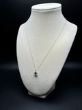 18” 14k Yellow Gold Chain & 1ct Lab Emerald Pendant with .2ctw E VVS2 Lab Diamond Halo EGL Certified 1.6g