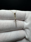 18” 10k Yellow Gold chain & 1.25” 1/10ctw Natural Diamond Dagger with Ruby Handle