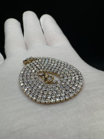 18" Gold over Silver 7ctw VS/VVS Lab Diamond Tennis Chain 2.6mm 11.9g